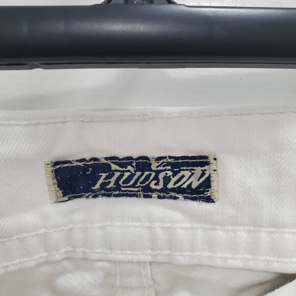 Hudson Women's White Denim Low Rise Flap Pocket Flare Leg Jeans USA Made Size 28 - Picture 4 of 9